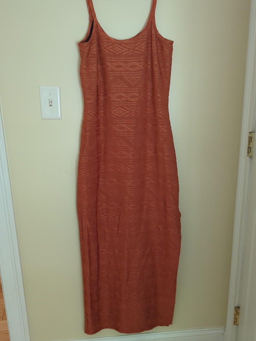 Women's Burnt Orange Textured Maxi Dress